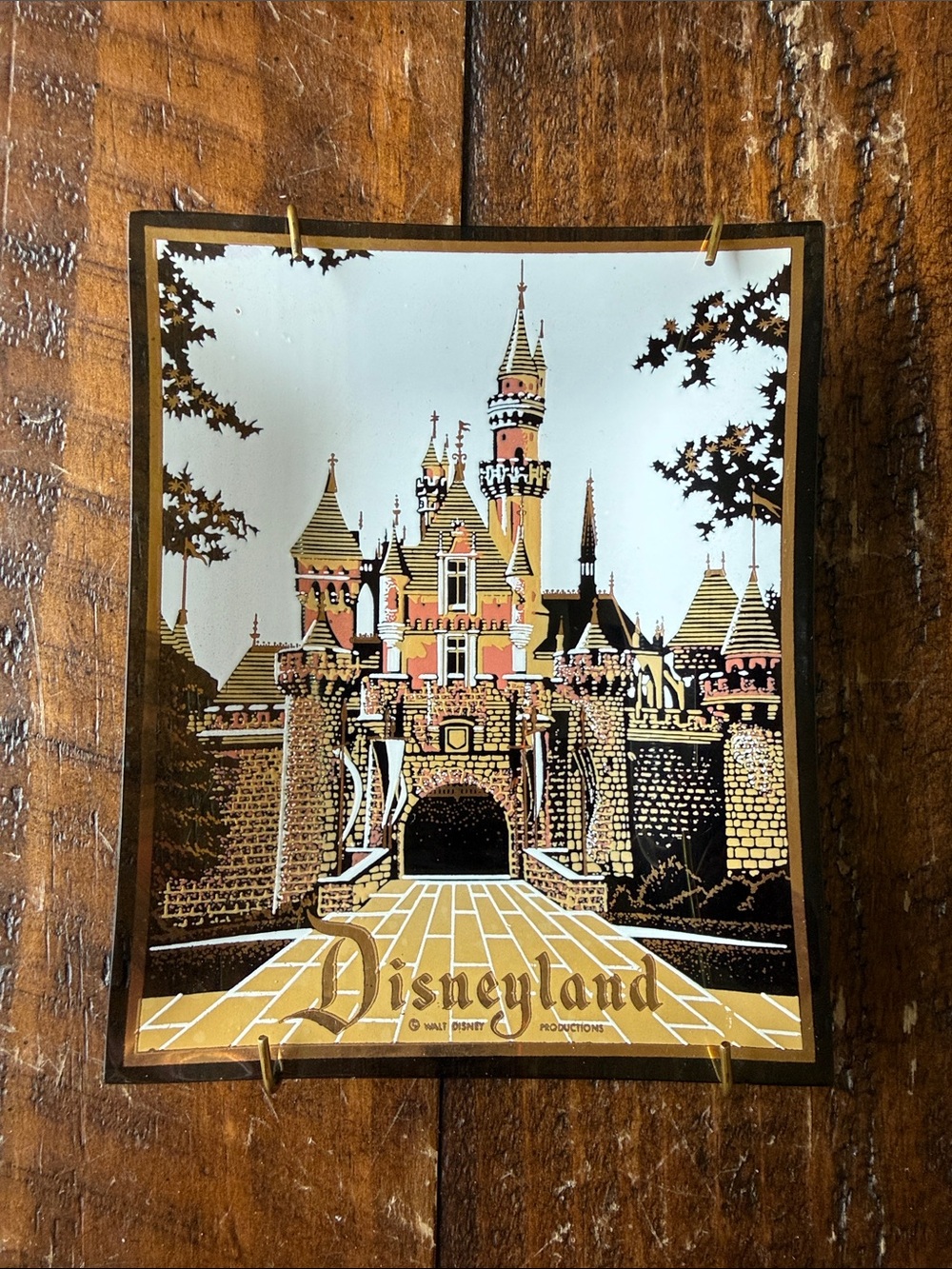 Vintage Disneyland Sleeping Beauty Castle Glass Collector Plate Wall Decor
